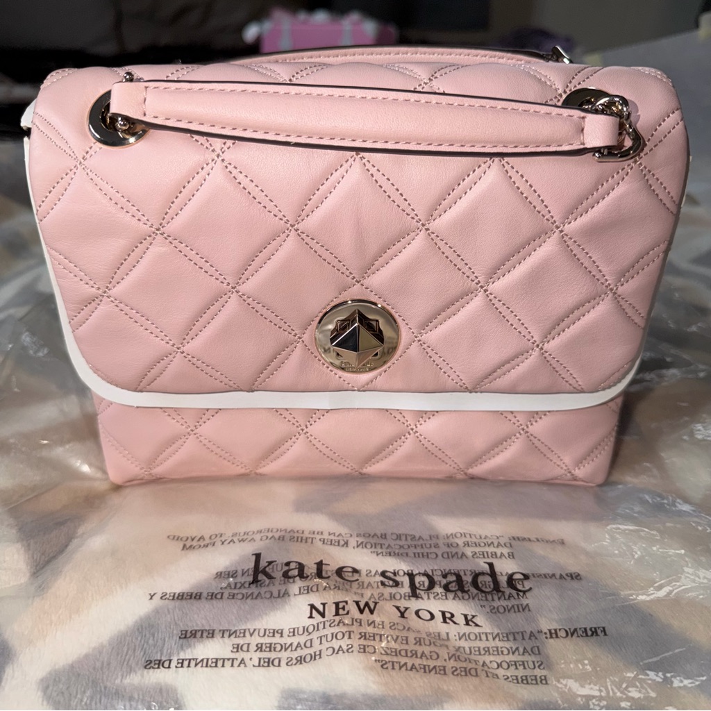 Kate Spade Natalia Smooth Quilted Leather Shoulder/Crossbody Bag, Rose Smoke